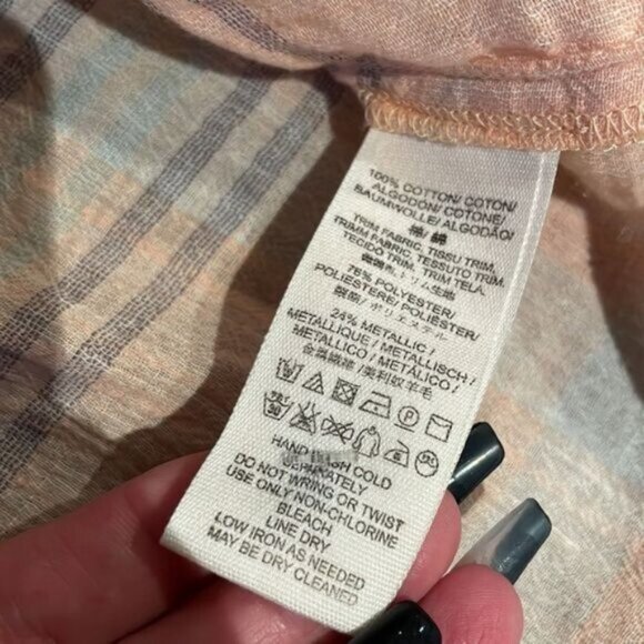 Free people crop pink plaid blouse medium new no tags - Picture 6 of 8